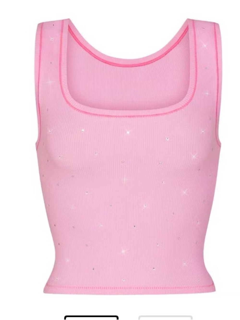 LIMITED EDITION NWT SKIMS x Swarovski Cotton Rib Tank Bubblegum Pink Size Small